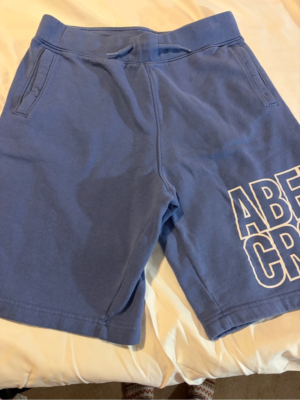 abercrombie kids unisex Blue Athletic Fleece Shorts with Logo Size 15/16 EUC
